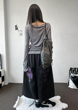 Graff Hot Star Letter Tattoo Patch Wide Balloon Bermuda Shorts