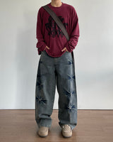Pin Curved Denim Pants