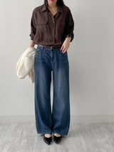 225 Brushed Wide Denim Pants (2C)