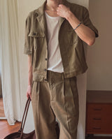 Saffy Linen Two Pocket Crop Jacket