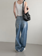 Folded Damage Denim Pants