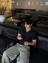 Snap layered muscle short-sleeve t-shirt