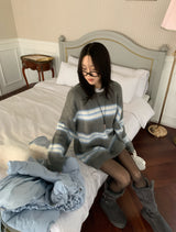 ヘイジーヘアリーストライプルーズフィットニット