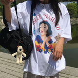 スノーホワイトプリンテッドオーバーサイズフィットショートスリーブTシャツ 1 カラー