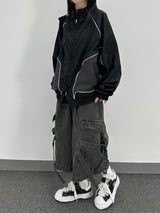パイピング メッシュ ブルゾン ジャケット