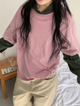 COMBI STRIPE HOOD TEE (3C)