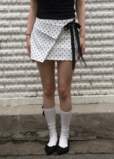 Dot Ribbon Strap Skirt