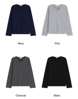 DNヘンリーネックワッフル長袖Tシャツ