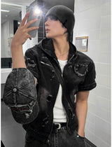 Cray Denim Short-sleeved Hooded Jacket