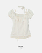 #ハノレイヤードリブ半袖Tシャツ + ローズタイセット (3color)