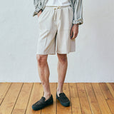 front seam fatigue short pants cream