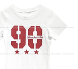 90 プリント半袖スリムTシャツ