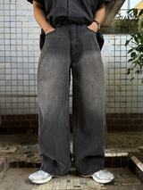 バックカットバルーンデニムパンツ