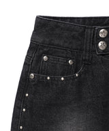 W STAR APPLIQUE LAYERED SKIRT DENIM PANTS(CV2GFFD111A)