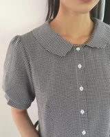 Saon Round Collar Frill Puff Blouse