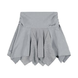 [Set] Unbalance Skirt Layered Pintuck Pants (Gray) F25QD894
