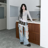 sheer layered unbal sleeve - grey