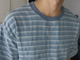ASCLO デニムカラーボーダー半袖Tシャツ (3color)