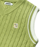 WITTY BUNNY CABLE KNIT VEST - LIGHT MINT