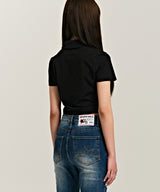 939 LOGO COLLAR CROP TOP (BLACK)