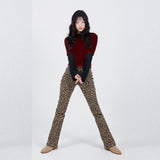 Leopard Bootcut Pants (Black)