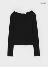 [B-BASIC] スタンダードブラッシュスクエアネック長袖Tシャツ (2SIZE)
