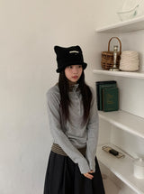 Kahome Peach Fuzz Stripe Layered Hoodie