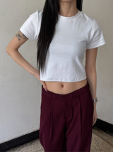 [BASIC ITEM] Basic semi crop t-shirts(4color)