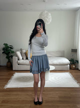 slim stripe u neck tee