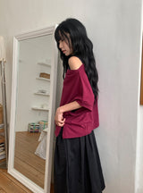 Lanka Two-Way Shoulder Loose Fit Short Sleeve Tee
