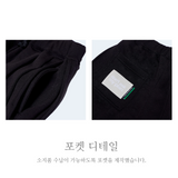 WIDE FIT TWO-TUCK PLEATS SWEAT PANTS_BLACK 起毛 