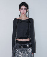 rough gothic cross patch cd - charcoal