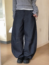 ノンフェードステッチバルーンワイドデニムパンツ