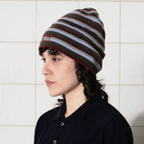 LOGO STRIPE BEANIE / BRICK