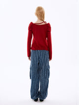 Wool Off-shoulder Top_Red