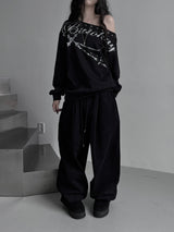 back rivet winter wide pants