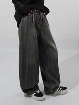 (UNISEX) ツイストストライプデニムパンツ