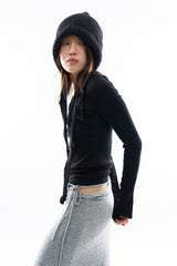 Shoulder layering long sleeve top