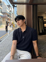 Botton linen collar single knitwear