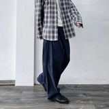 Seamed Washed Wide-Leg Trousers