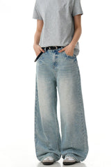 Washed Textured Straight Jeans