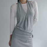 [Auditon] Button Halter Neck Sleeveless Top - 3 color