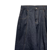 Lining roll-up balloon fit raw denim
