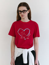 ハートフレンズパピーTシャツ レッド