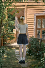 LAYERED RUSTLE HALF PANTS (3 COLORS)