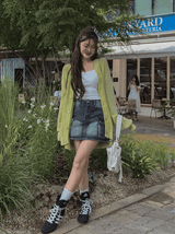Yoni cargo denim mini skirt