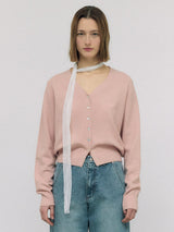 V NECK BOKASHI CARDIGAN BABY PINK