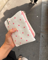ビビッド ソフトコットン フラットポーチ - ピンク, Mサイズ