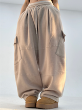 (VELVET + DOUBLE-FACED FLEECE💎🧸/ BALLOON FIT + FULL ELASTIC♥) ユニークパンツ ダイアゴナルカーゴ