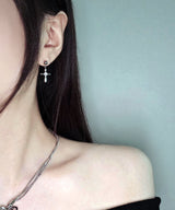Cross Cubic Silver Earrings